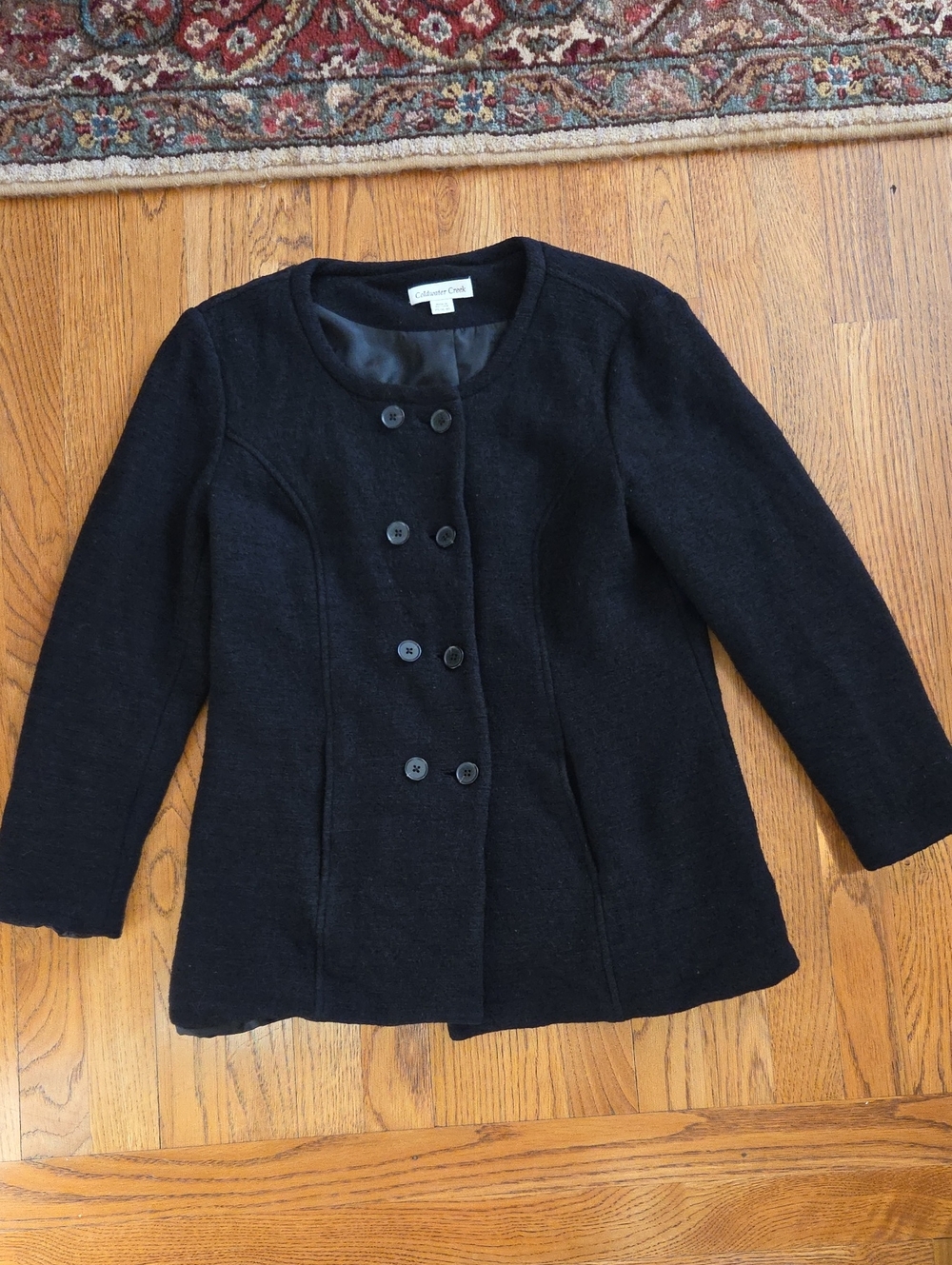 Coldwater Creek Black Double-Breasted Wool Blazer